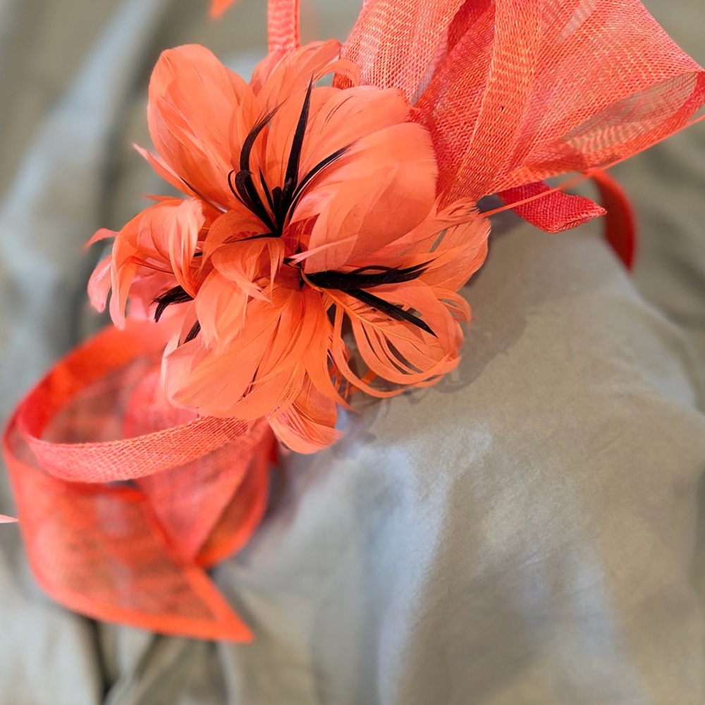 Tangerine Feather Flower Headpiece for Women